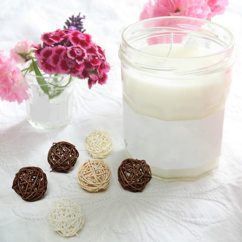 Pomeat 15pcs Wicker Rattan Balls Decorative Ball Orbs Vase Fillers Table Decor, Wedding Party Decoration, Decorative Balls for Centerpiece Bowls - Image 5